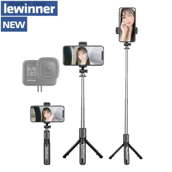 Selfie Monopods Lewinner Wireless Selfie-Stick Monopod Trípode S03 Bluetooth selfie stick para iPhone Gopro 7 6 5 Deportes Acción Q231110