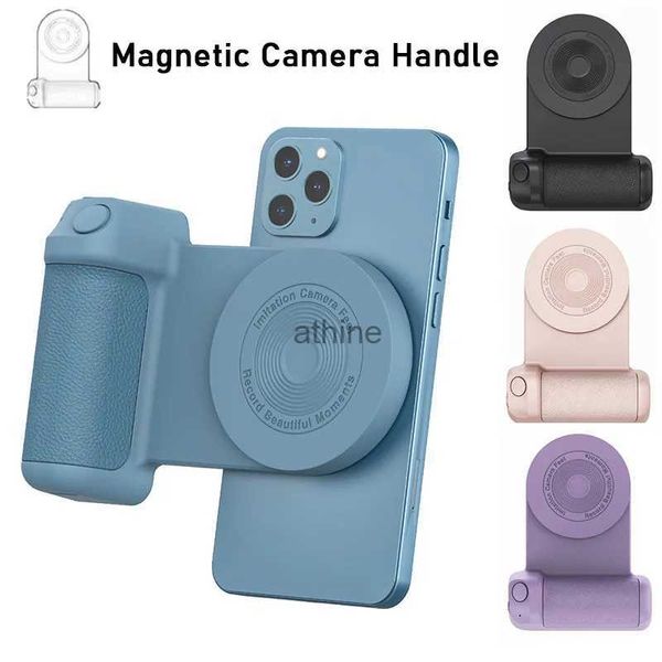 Selfie Monopods Poignée de caméra magnétique Support Bluetooth Selfie Stick 360 Support de rotation pour support de téléphone portable Android Chargeur sans fil YQ240110