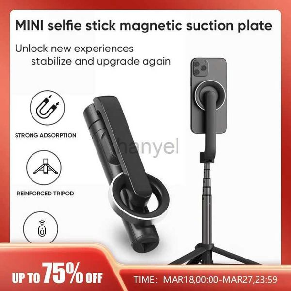 Selfie Monopods Bâton de selfie magnétique 29 pouces Support de trépied de téléphone portable extensible avec télécommande pour trépied de téléphone portable Vlogging pour iPhone 14 24329