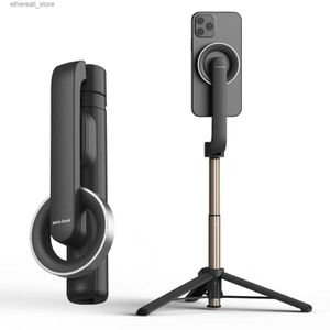 Selfie Monopods Trépied magnétique pour bâton de selfie pour Magsafe iPhone Tige de stabilisateur portable avec télécommande pour Samsung Q231110