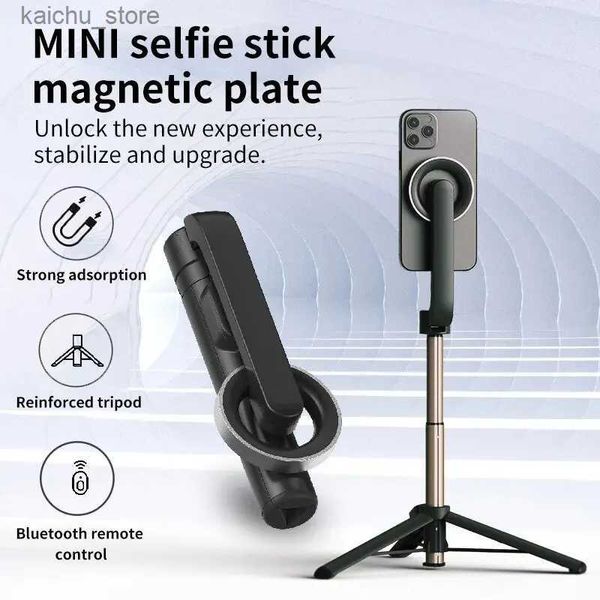 Selfie monopodes support de téléphone mobile Bluetooth Stick Stick Stick Magnetic Handheld Camera Stabilizer Desktop Integrated Tiktok Live Triangle Holder Y240418