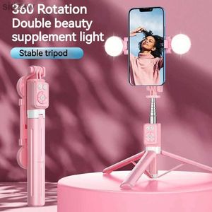 Selfie Monopods New Bluetooth Selfie Stick Tolder Soporter Trípode con Light Light Plegable Selfie Stick adecuado para iPhone y Android WX