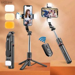 Selfie monopods nieuwe l13d selfie stick statief met vullicht achtergrondverlichting geschikt voor live reisuitzending vlog 360 roterende telefoonhouder wx