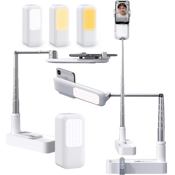 Selfie Monopods Soporte de teléfono Lámpara de relleno Soporte de luz portátil Purning Telepuise Voiture Fone Bluetooth Camera Lámparas LED LED 230816
