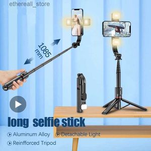 Selfie Monopods Telefoon Selfie Stick met statief Lichtring Led-lamp voor mobiele telefoonhouder Stand Smartphone Monopod Bluetooth Telescopische paal Pau Q231110