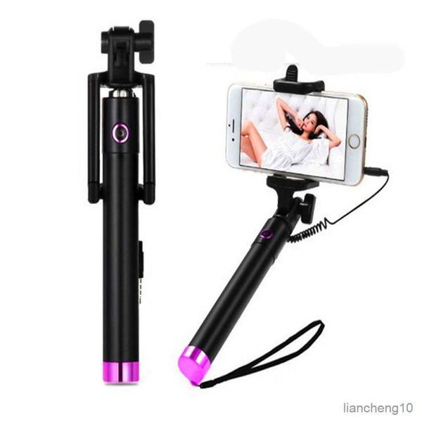 Selfie Monopods Portable Extensible Monopod Self-Pole Handheld Wired Selfie Stick Pour iPhone pour Smartphone Drop Shipping STOCK R230713