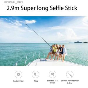 Selfie Monopodes Pratique Selfie Stick Fibre de Carbone Extension de Connexion Stable 2,9 Mètres Action Caméra Téléphone Selfie Stick Fixation Q231110