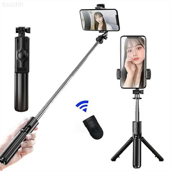 Selfie Monopods Selfie Stick Mini trépied 68 cm étendu portable Slefie Sticks support de téléphone monopode avec obturateur à distance pour voyage vidéo Vlog L230913