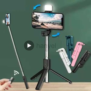 Selfie Monopods Selfie bâton trépied avec lumière LED anneau lampe pour support de téléphone portable support Bluetooth télescopique monopode Smartphone Monope 24329