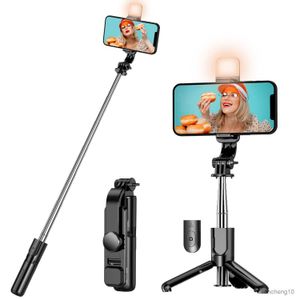 Selfie Monopods Selfie Stick Trípode con luz de relleno Soporte de trípode para teléfono con control remoto con iPhone y teléfono inteligente Android R230713