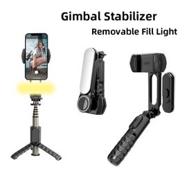 Selfie Monopods Stick con estabilizador Handheld Gimbal Relleno removible Luz inalámbrica trípode de trípode soporte 230816