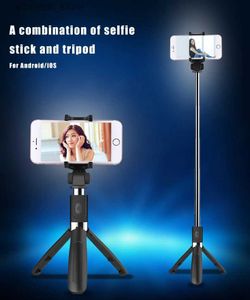 Selfie Monopods Strbea Selfie Stick trépied avec obturateur Romote sans fil pliable Mini bâton 360 Rotation support de support de téléphone pour IOS Android Q231110