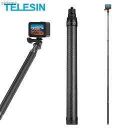 Selfie monopods telesin 116cm koolstofvezel monopod selfie stick met 1/4 schroef geschikt voor held 10 9 8 7 6 insta360 osmo actie camera wx