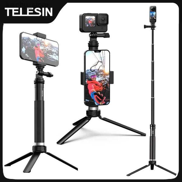 Selfie Monopods telesina para gopro selfie stick 360 rotación plegable trípode soporte para teléfono monopod de aleación de aluminio para teléfono inteligente DJI insta360 y240418