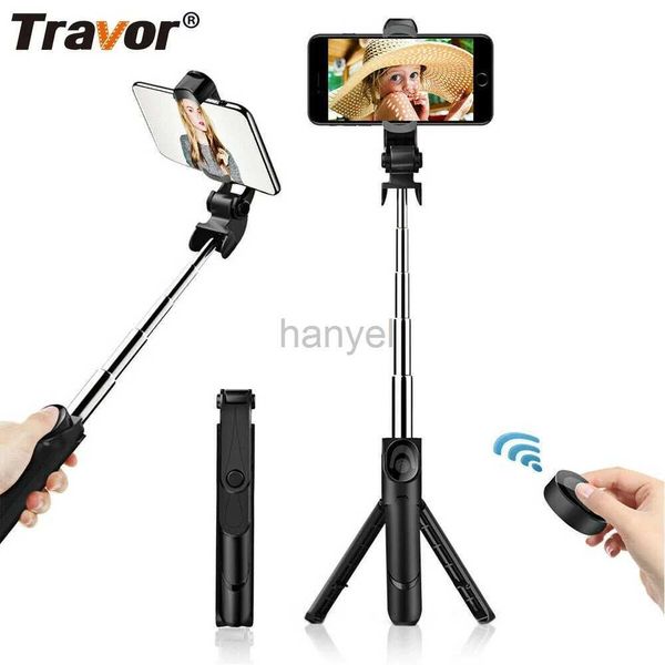 Selfie Monopods Travor Bluetooth Selfie Stick télécommande extensible 360 Rotation retardateur télescopique monopode trépied support de téléphone pour téléphone intelligent 24329