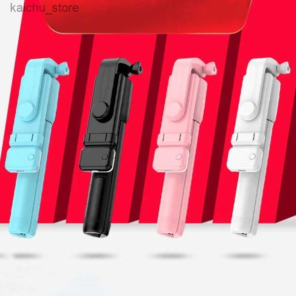 Selfie Monopods inalámbrico Bluetooth Selfie Stick Compatible Mini trípode plegable para teléfono para iOS Android con Light Light Shutter Control remoto Y240418