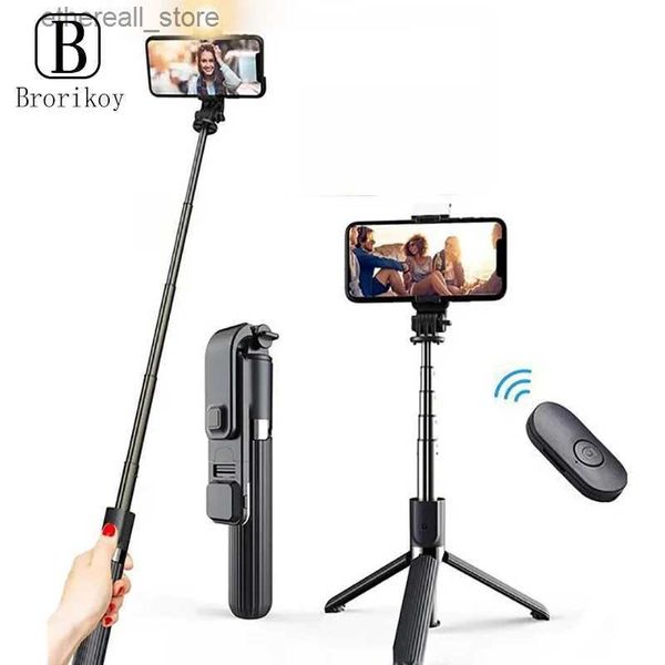 Selfie Monopods Sans fil Bluetooth Selfie Stick Trépied Support pliable pour Redmi iPhone 12 Samsung Smartphone Android iOS Support Q231110