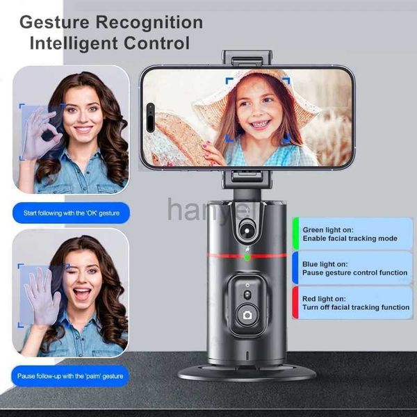 Selfie Monopodes Stabilisateur de cardan sans fil Selfie Stick 360 degrés Auto Face Tracker avec obturateur Bluetooth pour smartphone mobile enregistrement en direct 24329