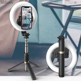 Selfie monopods draadloze selfie stick met LED-ring licht opvouwbare statief met één poot voor iOS en Android Bluetooth-besturing 4-in-1 6-inch WX