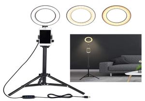 Luz de anillo de selfie con soporte de teléfono celular de stand de trípode para la transmisión en vivo Mini Camera LED Ringlight295F7770159