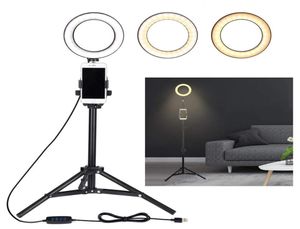 Luz de anillo de selfie con soporte de teléfono celular de stand de trípode para transmisión en vivo Mini Camera LED Ringlight295F6943841