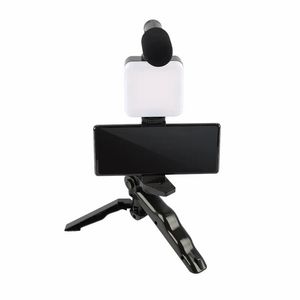 Selfie Stick Lighting Kit de montage vidéo pour trépied de téléphone Kit de vlogging KIT de microphone en streaming avec support de téléphone portable pour trépied avec emballage de vente au détail