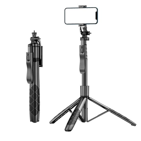 Selfie Stick Trépied de téléphone télescopique anti-gigue avec télécommande sans fil en alliage d'aluminium rotatif à 360 ° pour appareil photo de téléphone iPhone Android