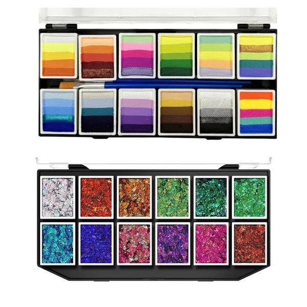 Venta de 12 colores Oferta especial Combinación Conjunto Glitter Gel Paleta Cosco Arte Arte Pintura Magno de escenario a base de agua 240321