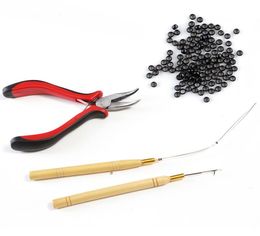 Kit d'extension de cheveux pour anneau NanoMicro, 1000 perles, 1 aiguille à crochet, 1 boucle, extracteur de bois, 1 pince, 8039444, 4 pièces