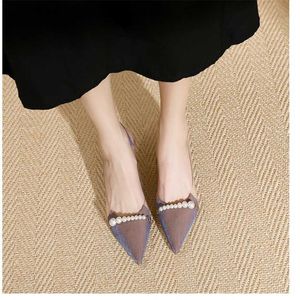 Verkoop Baotou Flip Flop Sandals Platform Wedges For Women Summer Sandaalveer puntig High Sandles Heel Kwaliteit ondiepe mond kralen enkele schoenen 240228