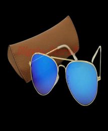 Vendre une nouvelle créatrice de couleurs de mode miroir hommes femmes femmes politiques politiques UV400 Vintage Sport Sunglasses Gold Blue 58mm 62mm Len3410717