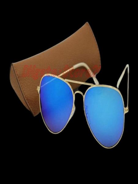 Vendre une nouvelle créatrice de couleurs de mode miroir hommes femmes femmes politiques politiques UV400 Vintage Sport Sunglasses Gold Blue 58mm 62 mm Len2455922