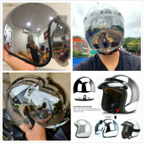 Vends cool Vintage scooter rétro casque moto croisière casques Chrome argent miroir couleur demi visage ouvert moto rétro casque 11994