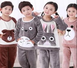 Vendre des enfants en toison corallien pijamas robes de maison garçons filles d'hiver enfants Pyjamas pyjamas chauds en flanelle