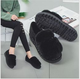 VERKOPEN Fabriekslaarzen ZWARTE damesschoenen winter hete stijl thermische wol casual platte schoenen