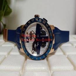Fashion horloges verkopen 43 mm 326-00 18k Rose Gold Automatisch Mechanisch El Toro Perpetual Calendar GMT MULTI-FUNCTIONS Rubber Str334F