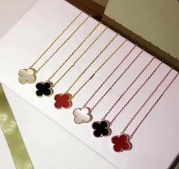 Vends bijoux de fleur de trèfle à quatre feuilles pour femmes collier noir vert rouge nacre trèfle pendentif necklace3204859