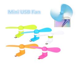 Vender Fan Micro USB Portable Mini 2 Hojas Super Mute Cooler Enfriamiento de mano para el teléfono inteligente Android con el paquete minorista 5810223
