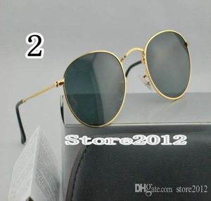 Vendre de nouvelles lunettes de soleil rondes en métal pour hommes et femmes, lunettes de soleil de marque de styliste, lentilles en verre de 50mm d'or noir d'excellente qualité 1117230
