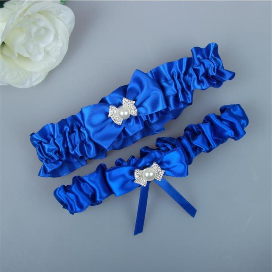 Verkoop One Pieces Koningsblauwe Bruidskousen voor de Bruid Bruiloft Kousenbanden stijl Satijnen bruidssokken met bruidsschoot Party277K