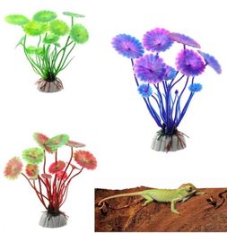 Vendre des graminées de feuilles de lotus en plastique plantes artificielles décorations d'aquarium plantes
