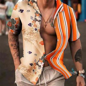 Vendre Imprimer Chemise à manches courtes Homme Summer Fashion Street Wear Marque Vêtements Hawaiian Beach Hommes Casual Tops 210809