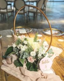 Verkoop Round Ring Arch Wedding Tafel Centerpieces Metaal Kunstmatige plank Road Lead Floral Stand Backdrop Decorationzzz
