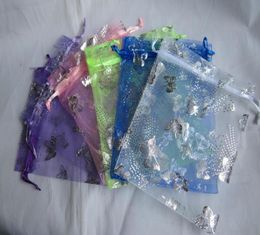 Verkoop Silver Butterfly Organza Wedding Gift Bag Kerst sieraden Verpakking Bag 200 % Gemengde kleuren6630226