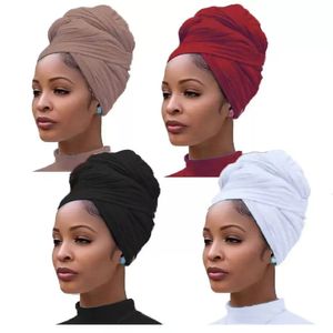 Verkoop tulband head wrap haar sjaal vaste kleur lang ademende hoofdband voor vrouwen 240511