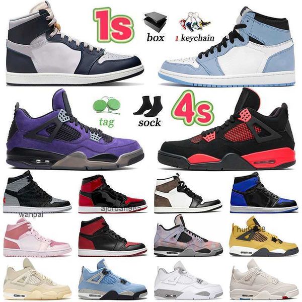 Vendez bien 1s Rebellionaire Basketball Chaussures Designer Femmes Jumpman 1 Bred Brevet 4s Baskets Rouge Thunder Blanc Oreo Jumpmans 4 Black Cat JORDAM