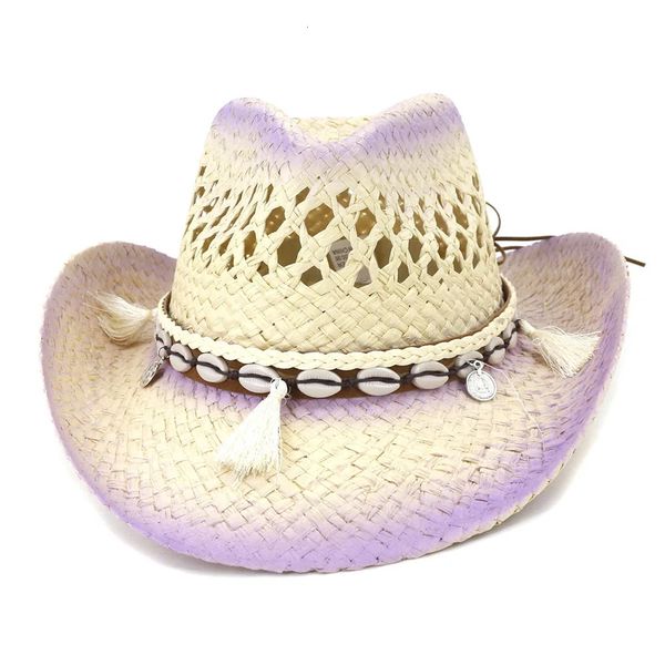 Chapeau pare-soleil d'été de Style occidental pour femmes et filles, casquette de Cowboy rose, vacances, voyage, plage, fête, large bord, 240320