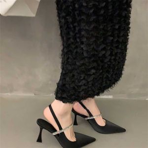 Verkoop Vrouwen Stiletto Sandalen Zwarte Slippers Voor Hoge Hakken Avond Damesschoenen Lente Zomer Mary Jane Enkele Schoenen 240228