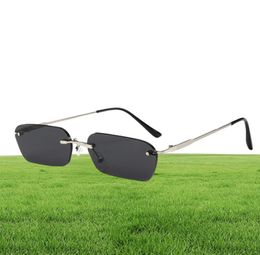 Sella tendance femmes hommes petite teinte étroite lentille lunettes de soleil mode sans monture rectangle rose bleu jaune lentille carrée lunettes ombre 4255263