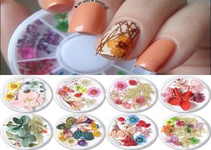 Verkopen 1 doos 3d Nail Art Decorations Roze geel paarse nagel kleurrijk bewaard gebleven versgebonden bloemen Diy Design Accessoires NA5801095